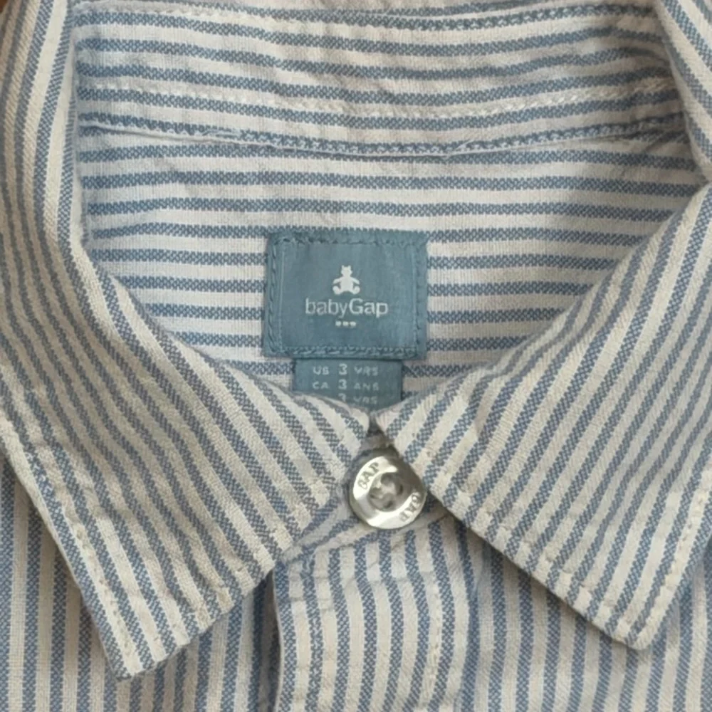 Baby Gap Oxford Shirt 3 Yrs Kids Boy's White Blue Striped Button Down Shirt